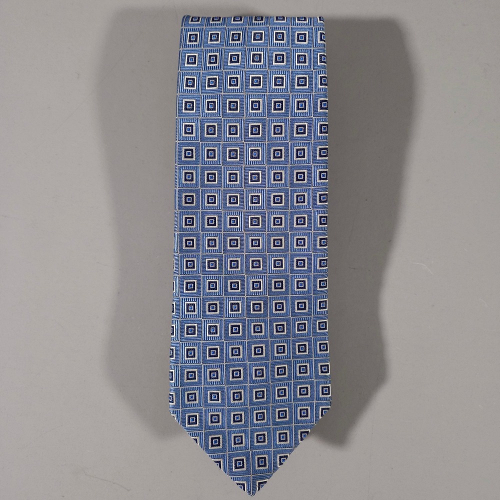 Brooks Brothers Tie Mens OS Blue Geometric Square Pure Silk 346 Necktie